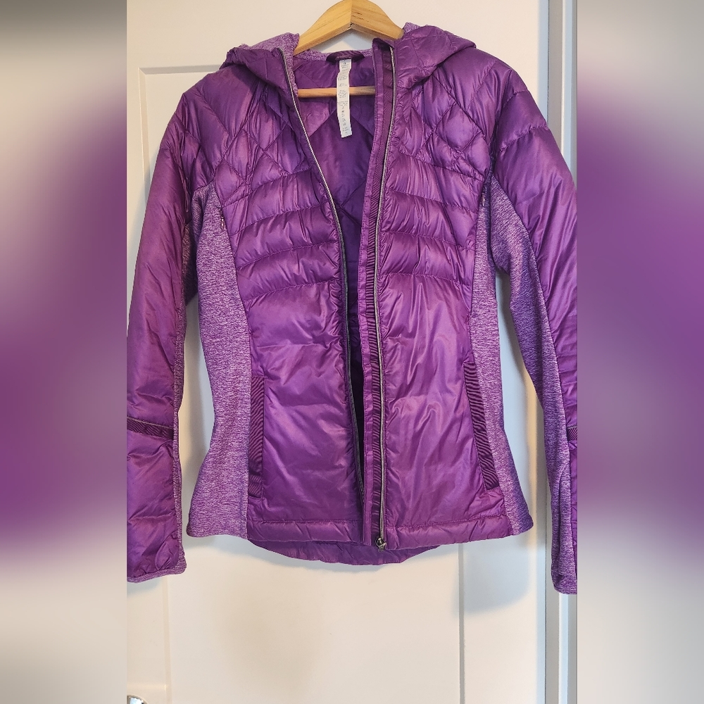 Lululemon Purple "Down For It All" Quilted Down Hoodie - Color "Cassis"
